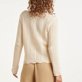 Gebreid Cardigan Met Ajourpatroon En Strikje | Off White
