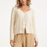 Gebreid Cardigan Met Ajourpatroon En Strikje | Off White