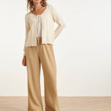 Gebreid Cardigan Met Ajourpatroon En Strikje | Off White
