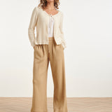 Gebreid Cardigan Met Ajourpatroon En Strikje | Off White
