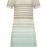 Gebreide Jurk Met Zigzag Print In Groen En Beige | Soft Green - Muticolour