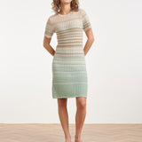 Gebreide Jurk Met Zigzag Print In Groen En Beige | Soft Green - Muticolour