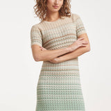 Gebreide Jurk Met Zigzag Print In Groen En Beige | Soft Green - Muticolour