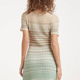 Gebreide Jurk Met Zigzag Print In Groen En Beige | Soft Green - Muticolour