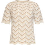 Top de Malha com Estampado Zigzag e Detalhes Ajour | Sand - Off White