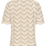 Top de Malha com Estampado Zigzag e Detalhes Ajour | Sand - Off White