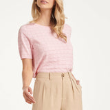 Gebreide Top Met Lurex Golvende Texture | Pink - Gold