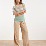 Gebreide Top Met Zigzag Print In Groen En Beige | Soft Green - Muticolour