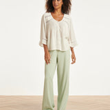 Gebroken Wit Blouse Met Kant En Fijne Details | Off White