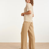 Top de Croché com Mangas Curtas e Detalhes de Conchas | Off White