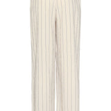 Gestreepte Broek Met Ingeweven Structuur En Elastische Tailleband | Off White - Black