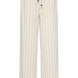 Gestreepte Broek Met Ingeweven Structuur En Elastische Tailleband | Off White - Black