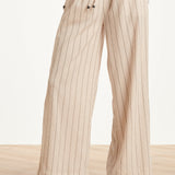 Gestreepte Broek Met Ingeweven Structuur En Elastische Tailleband | Off White - Black