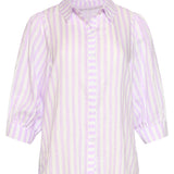 Blusa Feminina às Riscas com Mangas Balão | Lilac - White