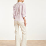 Blusa Feminina às Riscas com Mangas Balão | Lilac - White