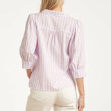 Blusa Feminina às Riscas com Mangas Balão | Lilac - White