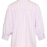 Blusa Feminina às Riscas com Mangas Balão | Lilac - White