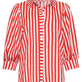 Blusa Feminina às Riscas com Mangas Balão | Red - White