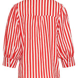 Blusa Feminina às Riscas com Mangas Balão | Red - White
