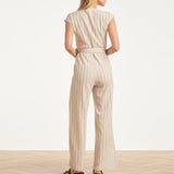 Gestreepte Jumpsuit Met Ingeweven Structuur | Off White - Black