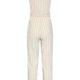 Gestreepte Jumpsuit Met Ingeweven Structuur | Off White - Black