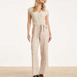 Gestreepte Jumpsuit Met Ingeweven Structuur | Off White - Black