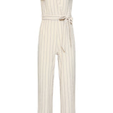 Gestreepte Jumpsuit Met Ingeweven Structuur | Off White - Black