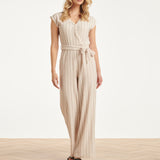 Gestreepte Jumpsuit Met Ingeweven Structuur | Off White - Black
