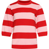 Gestreepte Knit Trui – Rood & Roze Colourblock | Red - Pink