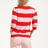 Gestreepte Knit Trui – Rood & Roze Colourblock | Red - Pink