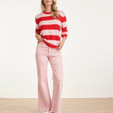Gestreepte Knit Trui – Rood & Roze Colourblock | Red - Pink