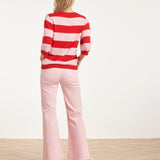 Gestreepte Knit Trui – Rood & Roze Colourblock | Red - Pink