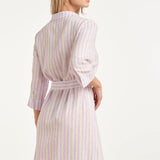 Vestido Maxi às Riscas com Cinto | Lilac - White