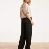 Gestreepte Top Met Ingeweven Structuur En Verstelbare Zoom | Off White - Black
