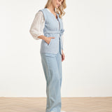 Colete Acolchoado com Cinto a Laço | Denim
