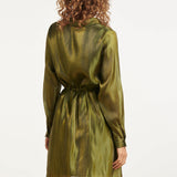 Vestido Midi Brilhante com Cordão na Cintura | Army