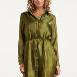 Vestido Midi Brilhante com Cordão na Cintura | Army