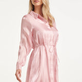 Vestido Midi Brilhante com Cordão na Cintura | Pink