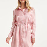 Vestido Midi Brilhante com Cordão na Cintura | Pink