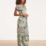 Groene Stretch Jumpsuit Met Bladprint En Ceintuur | Jade - Off White