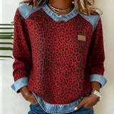 Margot - Camisola com Padrão de Leopardo e Gola em Contraste