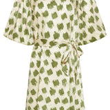 Jurk Met Abstracte Groene Dieren Print En Ceintuur | Army - Off White