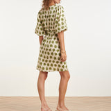 Jurk Met Abstracte Groene Dieren Print En Ceintuur | Army - Off White