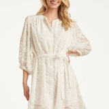 Jurk Met Abstracte Structuurstof | White