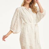Jurk Met Abstracte Structuurstof | White