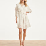 Jurk Met Abstracte Structuurstof | White