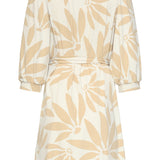 Vestido com Estampado Floral Bege em Tecido Travel | Off White - Dark Sand