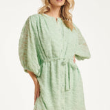 Jurk Met Abstracte Structuurstof | Soft Green
