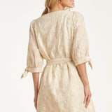 Jurk Met Pailletten En Borduurdetails | Off White - Silver