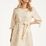 Jurk Met Pailletten En Borduurdetails | Off White - Silver